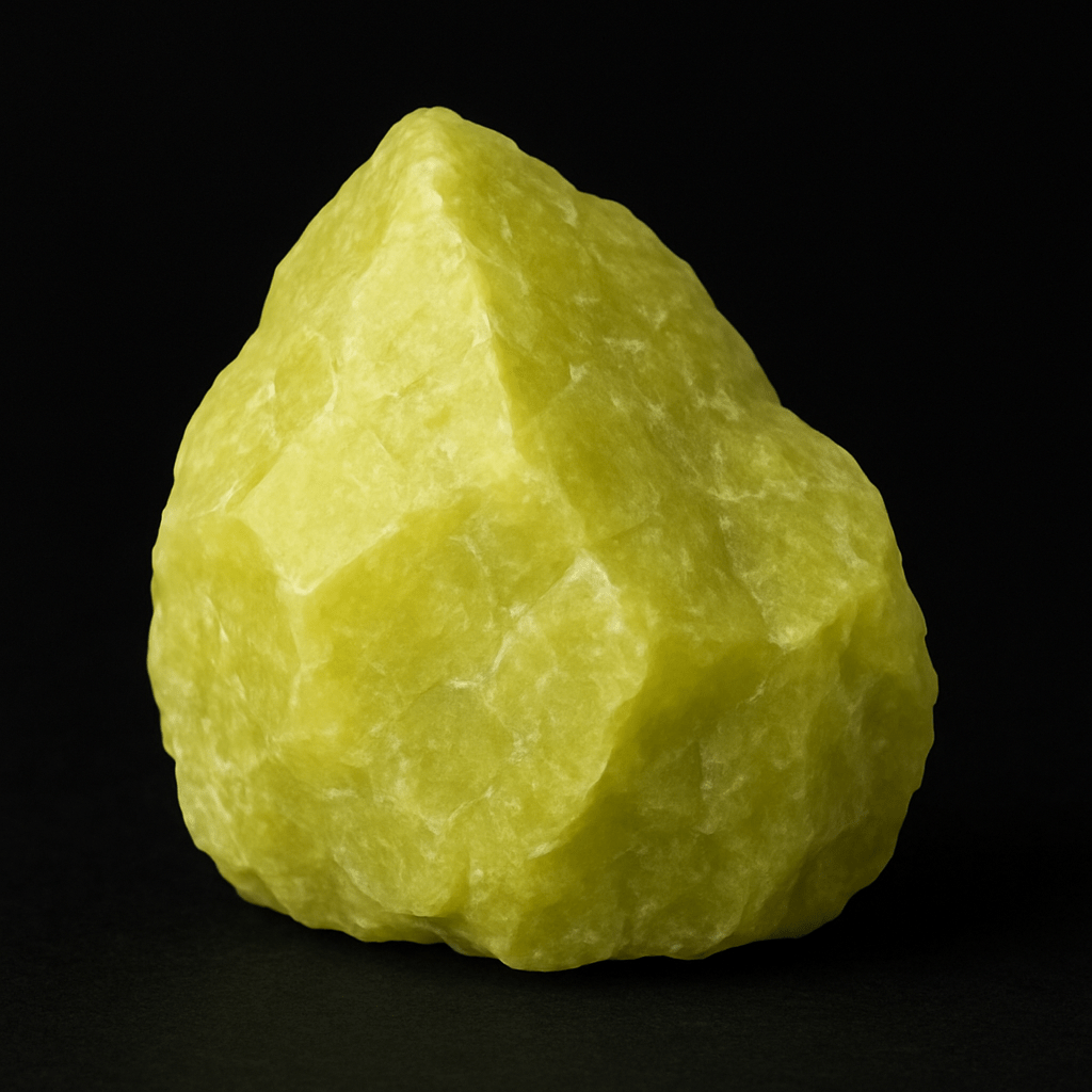 Pierre brut de jade citron avec un fond noir