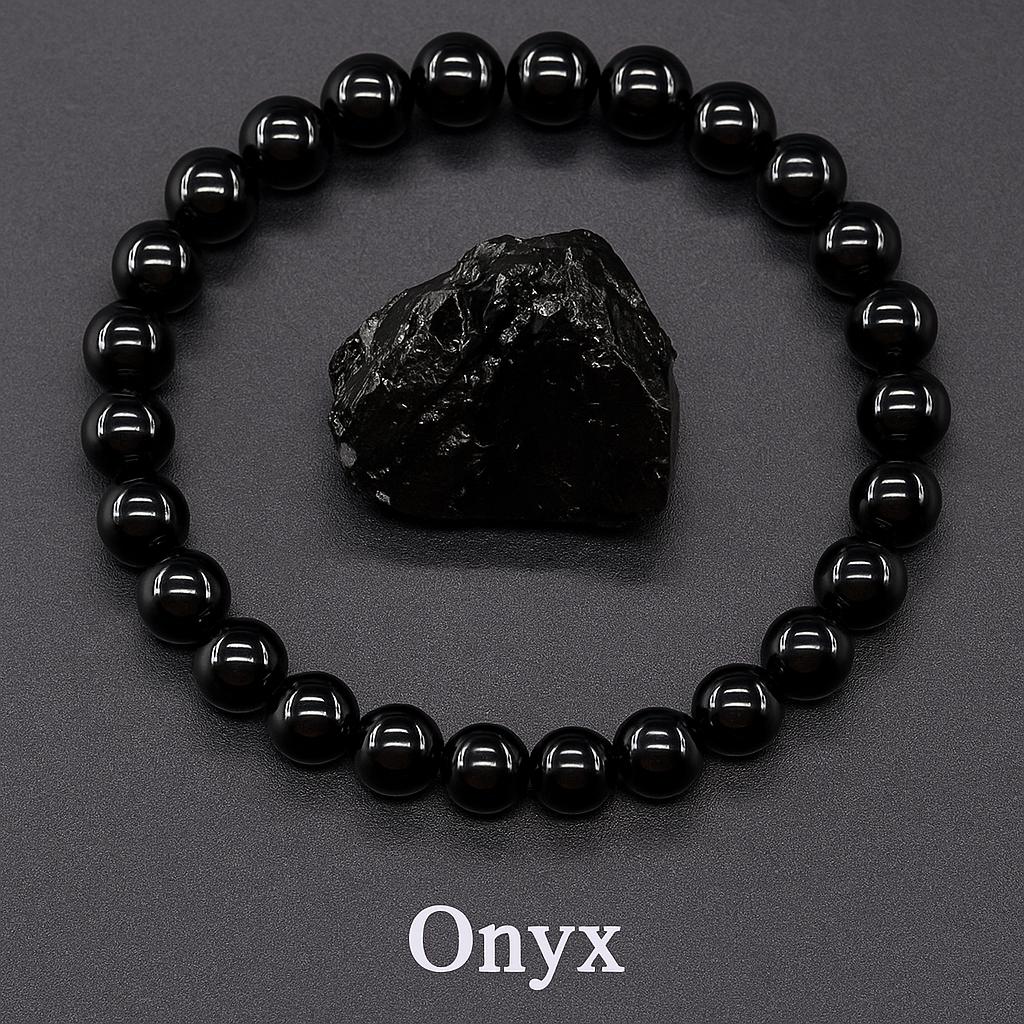 Bracelet en Onyx - Force intérieure & Protection - Bracelet en Pierre naturelle - Bijoux en Pierre Naturelle
