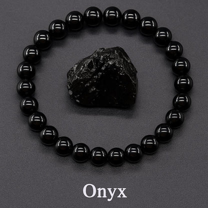 Bracelet en Onyx - Force intérieure & Protection - Bracelet en Pierre naturelle - Bijoux en Pierre Naturelle