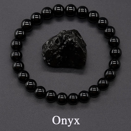 Bracelet en Onyx - Force intérieure & Protection - Bracelet en Pierre naturelle - Bijoux en Pierre Naturelle